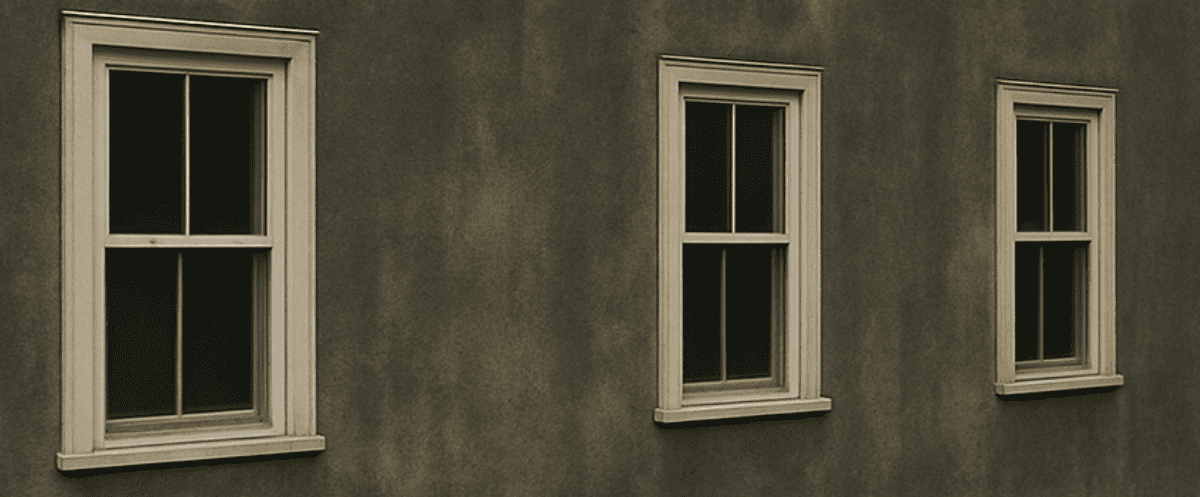 Chalking Stucco Building with Windows