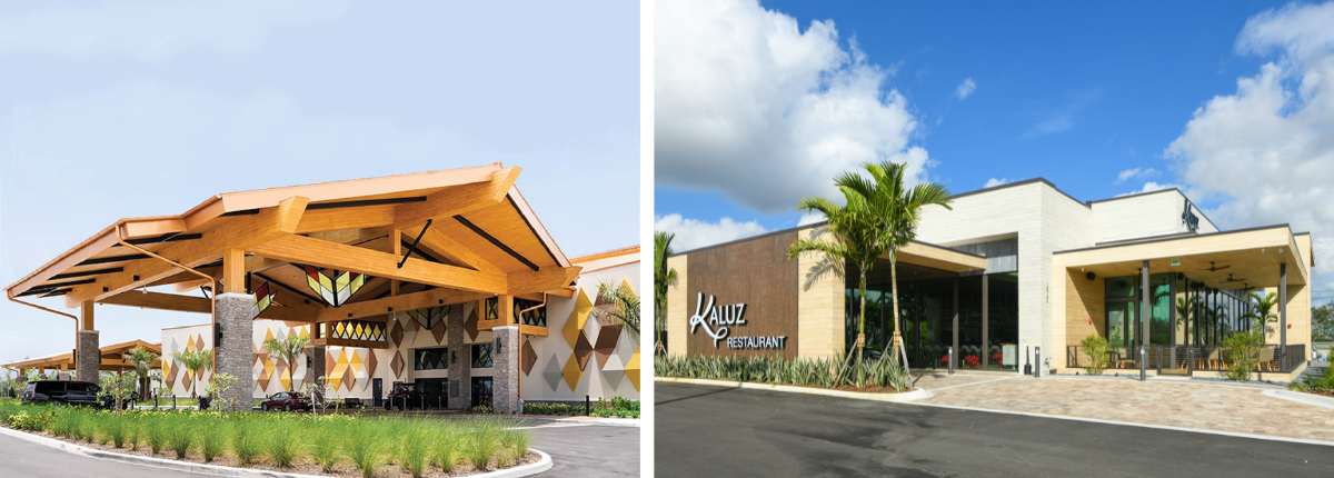 Seminole Casino and Kaluz Restaurant exteriors showcasing Sto HVHZ cladding and StoCast design options